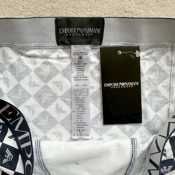 NWT Authentic GA EMPORIO ARMANI All-Over Logo STRETCH COTTON TRUNKS (2) Size M - Picture 4 of 15